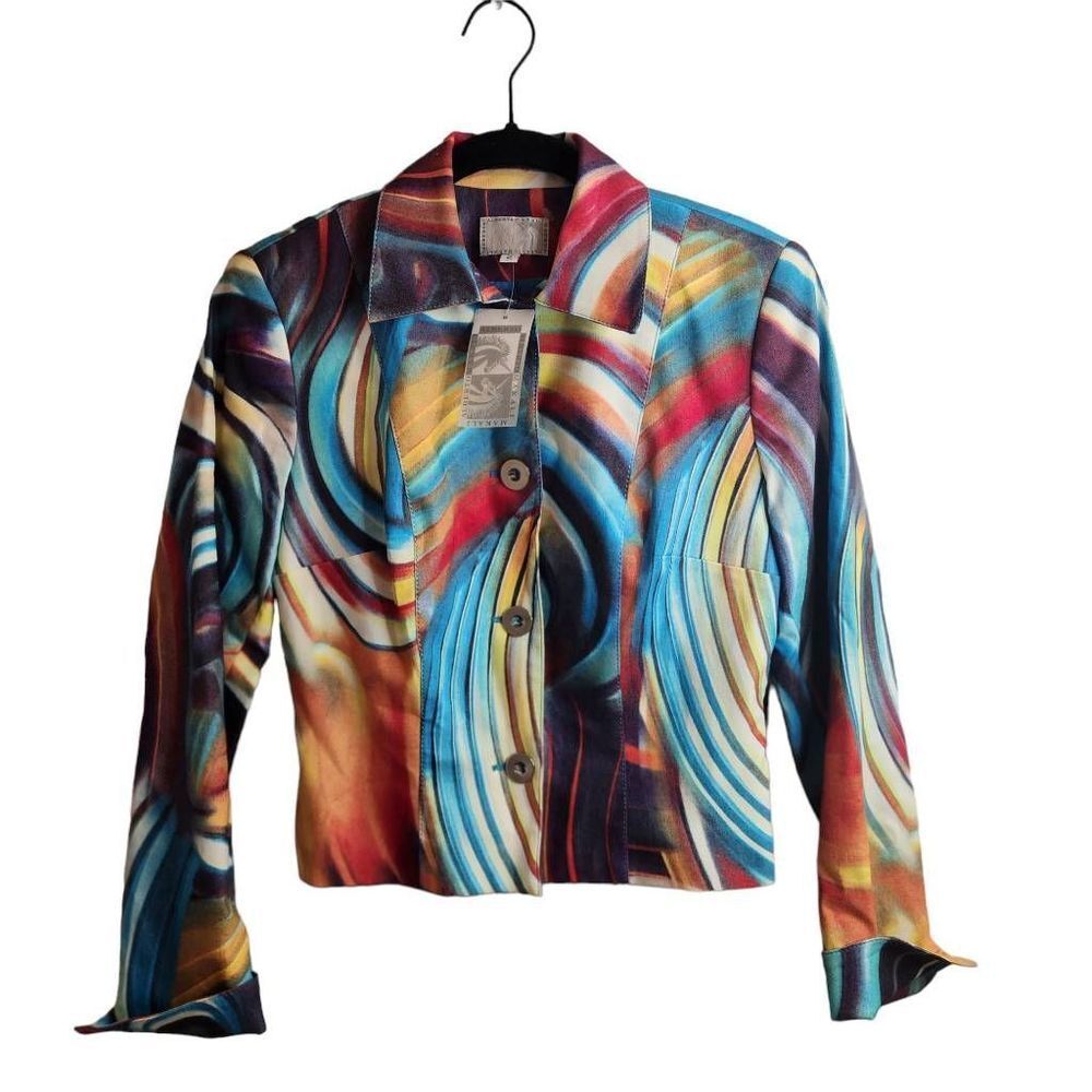 Alberto Makali Designer Vintage NWT Abstract Watercolor Made In USA Blazer Size